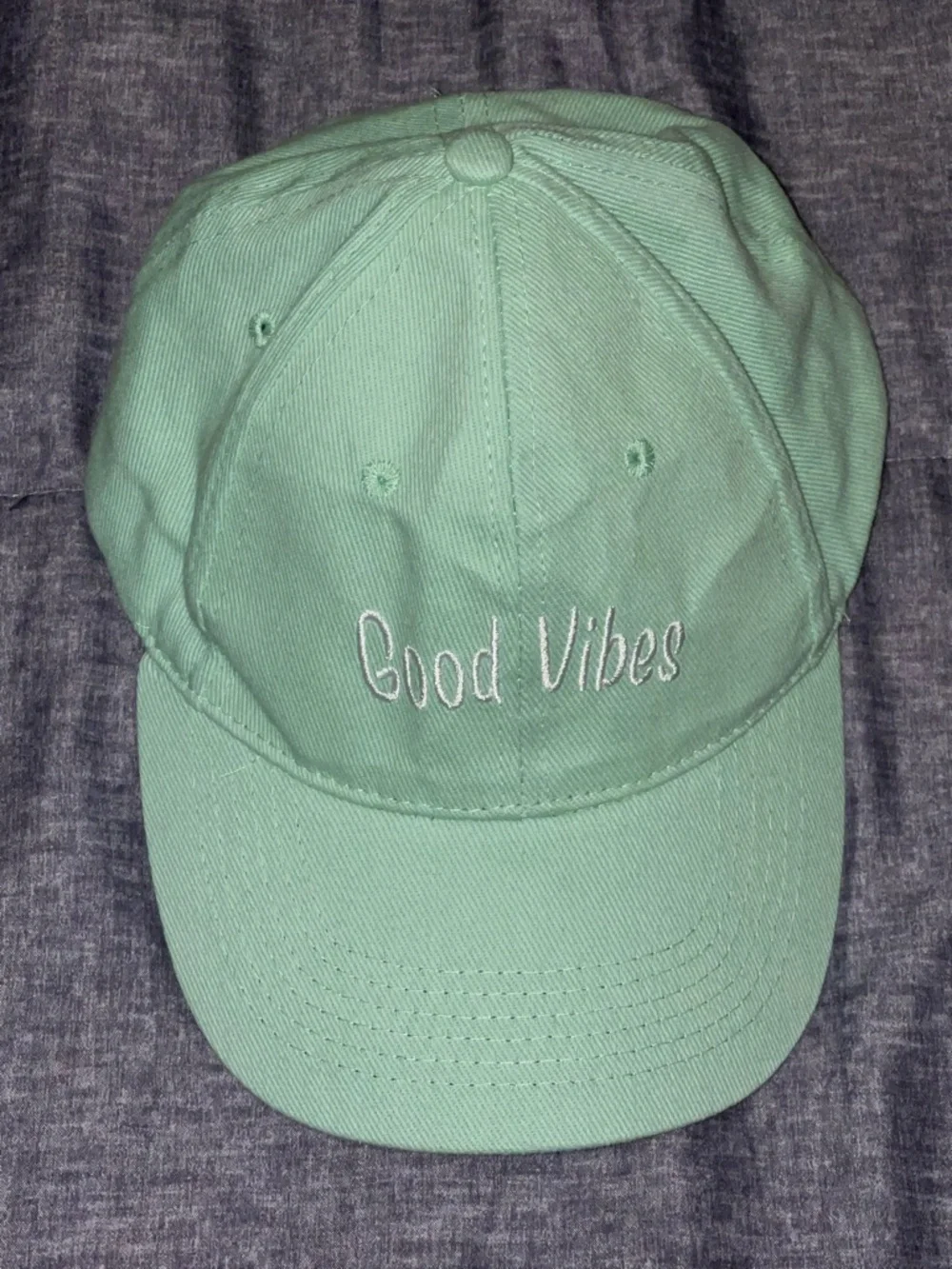 Good Vibes Embroidered Baseball Cap - Mint Green - Picture 1 of 4